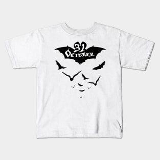 Halloween Black Bat 31 October Party Kids T-Shirt